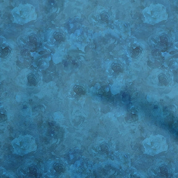 oneOone Polyester Spandex Blue Fabric Abstract Floral Sewing Fabric By The Yard Printed Diy Clothing Sewing Supplies 56 Inch Wide-2rb