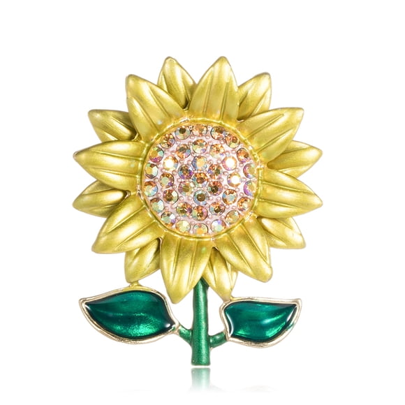 MasteelfCA Creative and Durable Sunflower Brooch Alloy Drop Oil Krystal Decorated Plant Brooch