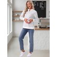 thumbnail image 3 of DARING DIVA Women's Maternity Mock Neck Long Sleeve Half Zip Sweatshirt XL Grey Stripe, 3 of 8