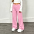 thumbnail image 6 of ITSAME Girls High Waisted Sweatpants Wide Leg Relaxed Fit Solid Color Fall Athletic Casual Joggers Pink Size 5T, 6 of 10