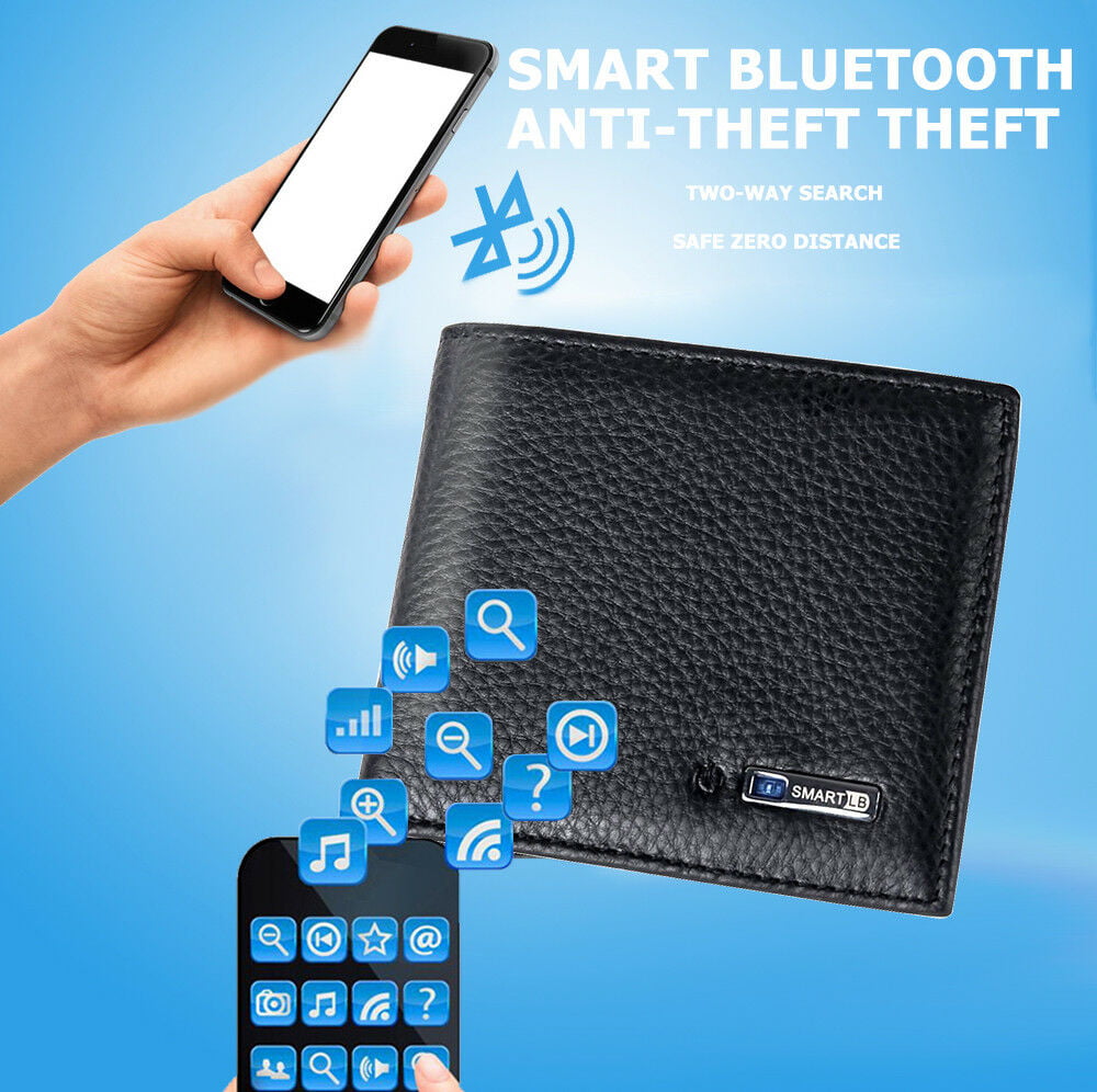 Leather Bluetooth Smart Wallet Anti Alarm Theft Lost Finder GPS Locator Tracker