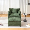 thumbnail image 2 of S-HOME Modern 39.4 Inch Chenille Armchair with Ottoman, Upholstered Single Seat for Living Room and Bedroom Use, Green, 2 of 16
