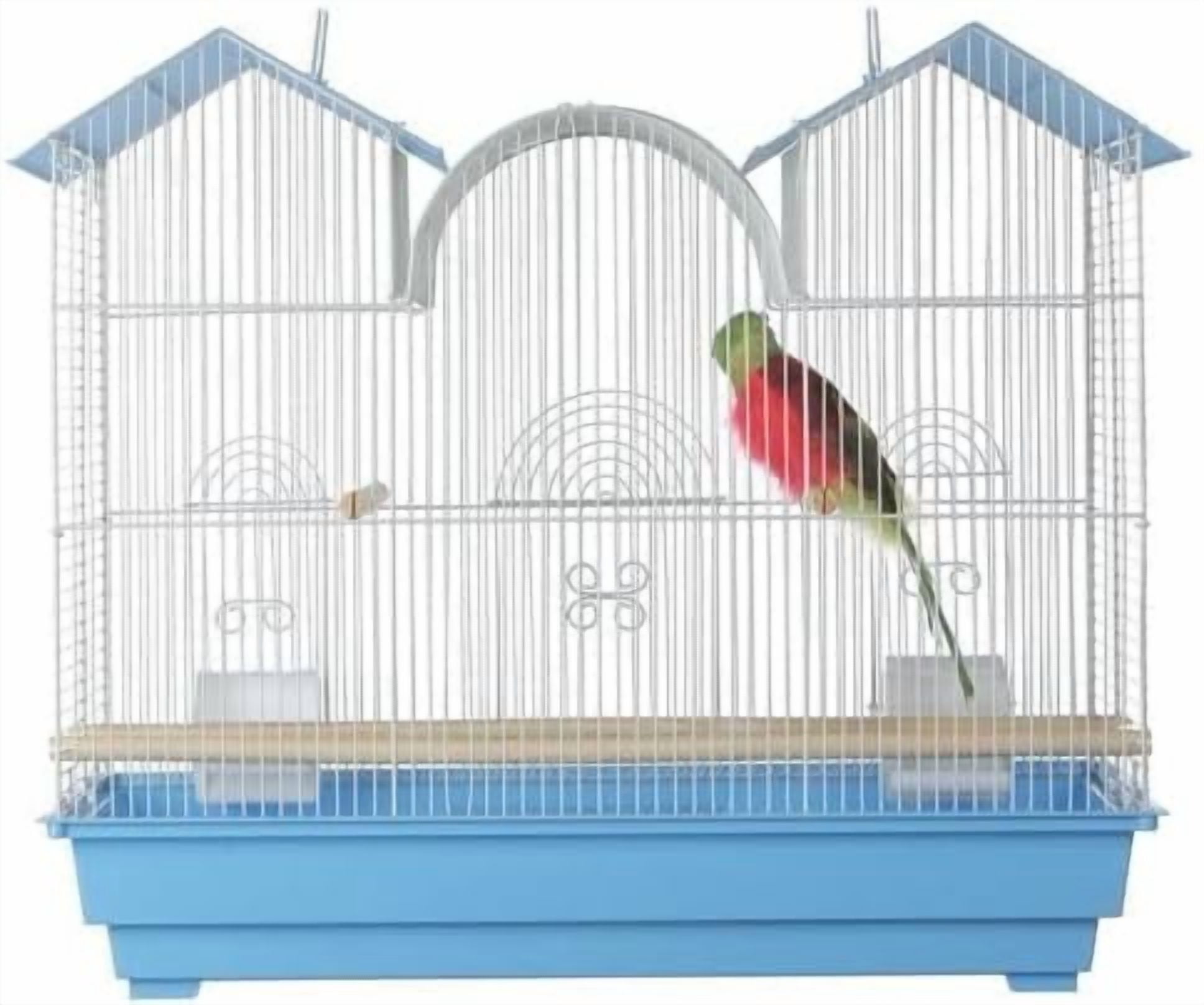 NIUMU Prevue Hendryx SP1804TR-2 Triple Roof Bird Cage, Teal and White, 1/2"