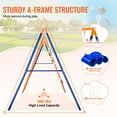 thumbnail image 3 of KFFKFF Outdoor Playset for Children, Multifunctional 6 Features Playset with Dual Swings, Gymnastic Bar, Ascending Ladder, Scramble Net, Robust Metallic Structure Supporting 440lbs, 3 of 9
