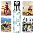 thumbnail image 5 of Watercolor Blue Flowers 600ml Double Walled Stainless Steel LeakProof Sports Bottle Thermo 8h, 5 of 9