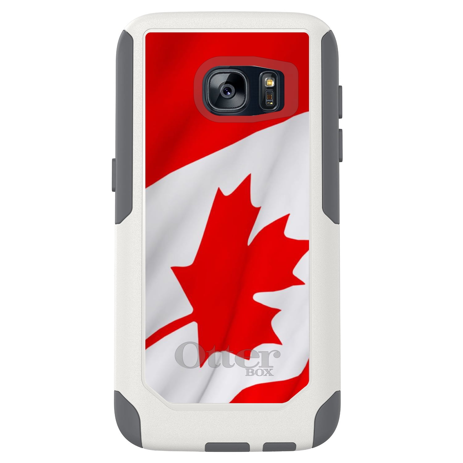 DistinctInk Custom White OtterBox Commuter Series Case for Samsung Galaxy S7 Red...