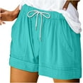 thumbnail image 2 of Lroveb High Waisted Shorts for Women Womens Summer Large Size Solid Color Casual Shorts With Elastic Band Pockets Coffee, 2 of 5