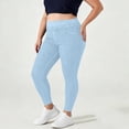 thumbnail image 2 of LEAVINGSUO Stretchy Jeans for Women Plus Size Elastic Waist Pocket Full Length Denim Pant Light Blue XXXXL, 2 of 7
