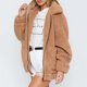 thumbnail image 4 of Chaqueta sólida de piel sintética para mujer, ropa de manga larga esponjosa Eccomum Camello/XL, 4 of 7