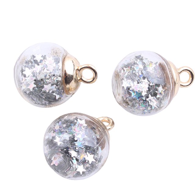 100 Pcs Colorful Glass Ball Pendants Glass Charms with Tiny Shiny Star Craft Accessory for DIY Necklace Bracelet Earring Craft Jewelry Making Charms DIY