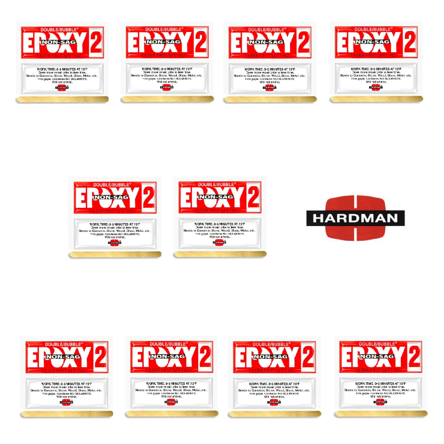 Epoxy 3.5g Double Bubble Packet Includes Ten Packs Hardman 04008 Red 2 Non Sag No Drip Super Fast Set
