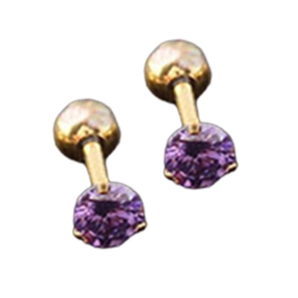 Ear Studs Anti-allergic Cubic Zirconia Stainless Steel 3 Prong Design Earrings For Daily Life