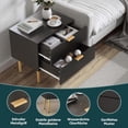 thumbnail image 3 of Semiocthome Black Nightstand Set of 2, Mid Century Modern Night Stand with 2 Wave Fluted Panel Drawers, Bedside Table with Gold Metal Legs, Wide Tabletop Bed Side Table, End Tables for Living Room, 3 of 8