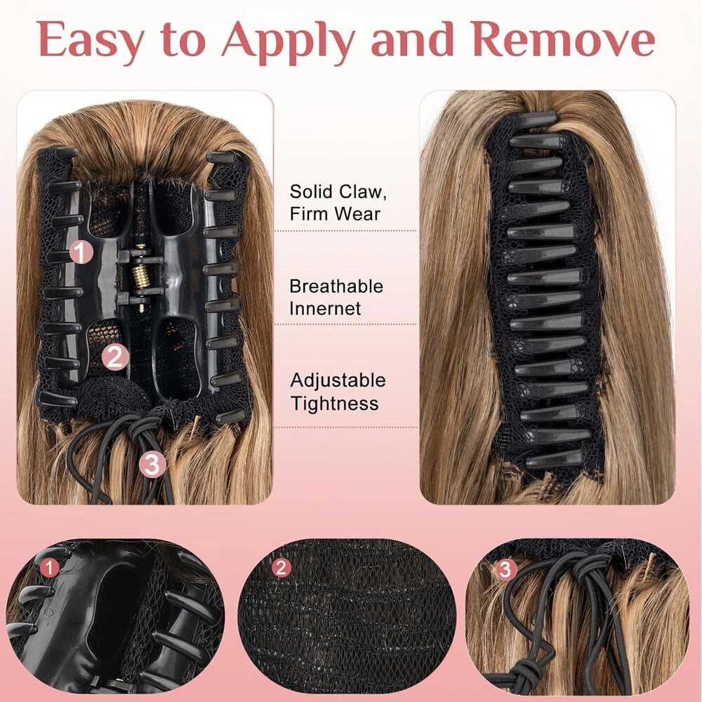Claw Clip Ponytail Extension Indian Remy Human Hair Ponytail Hairpiece 14-22 Inch Long Silky Straight Pony Tails Hair Extensions for Women
