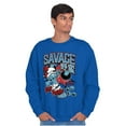 thumbnail image 5 of The Smurfs Kanji Keep Pushin Savage Men's Crewneck Sweatshirt Brisco Brands X, 5 of 6