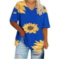 thumbnail image 1 of Camisetas Casuales de las Mujeres de Manga Corta de Cuello en V Oversized Camiseta Deportiva de Verano, Top Impreso Casual, 1 of 4