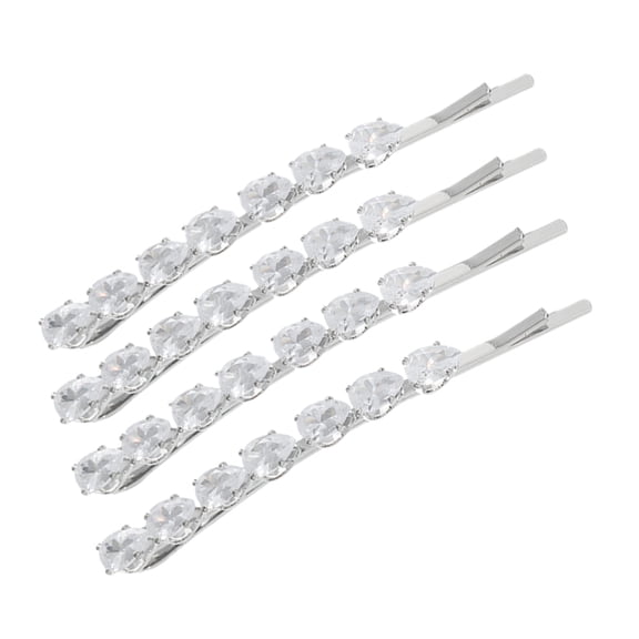 STRANDCHIC 4Pcs Silver Hair Clips Crystal Rhinestone Hairstyle Decoration for Daily Use