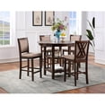 thumbnail image 2 of New Classic Furniture Amy 5-Piece Round Wood & Fabric Counter Set in Cherry, 2 of 11