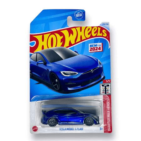 Hot Wheels Tesla Model S Plaid Blue, Quarter Mile Heroes 5/5