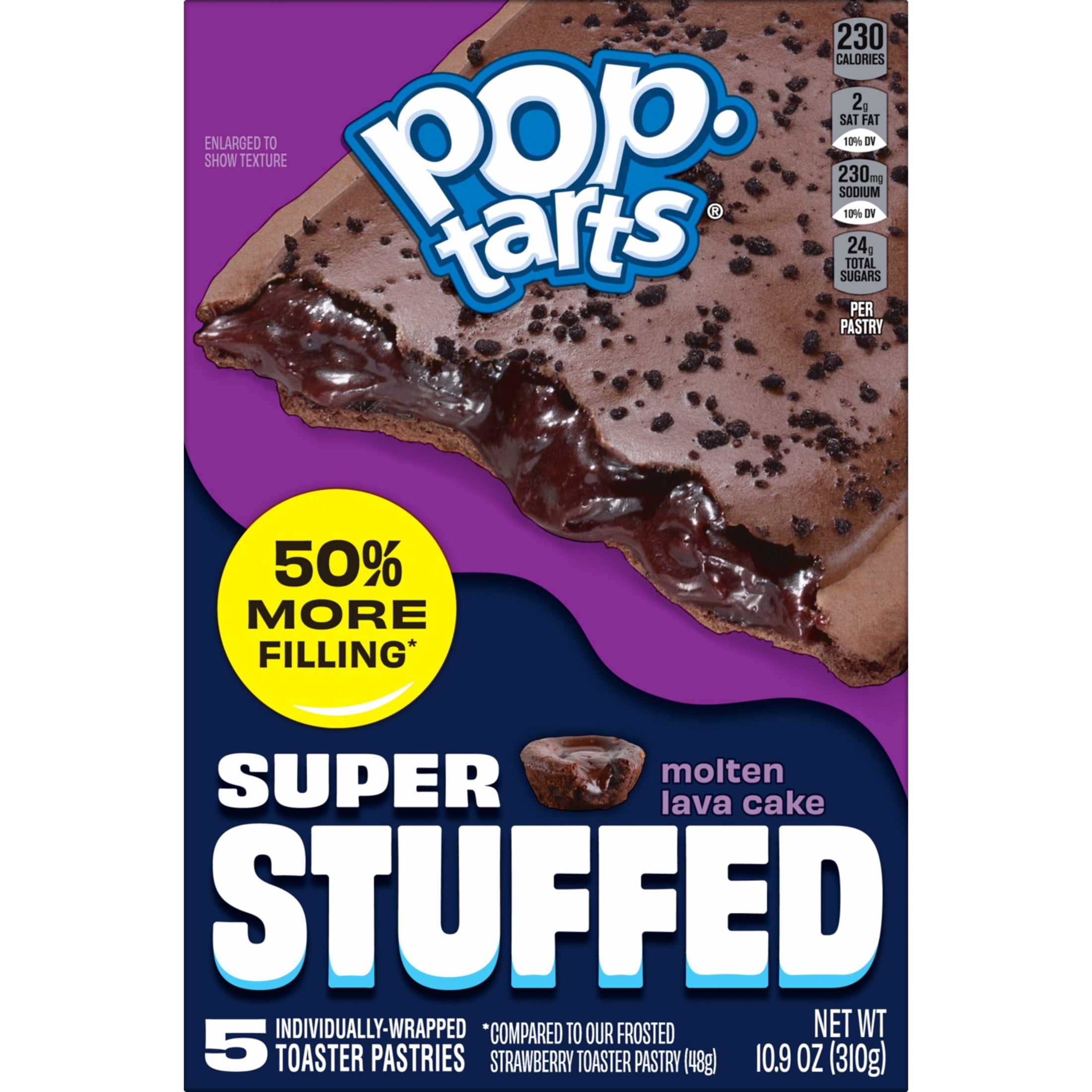 Pop-Tarts Super Stuffed Molten Lava Cake Toaster Pastries, 50% More Filling, Shelf-Stable, 10.9 oz (5 Count)