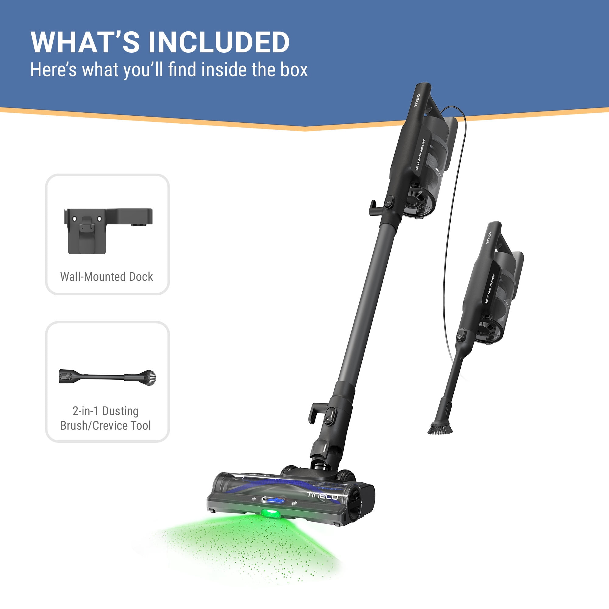 Tineco PureCyclone Pet Pro Corded Stick Vacuum, 600W Power, ZeroTangle Brush, GreenReveal LED, HEPA Filtration, Odor Control