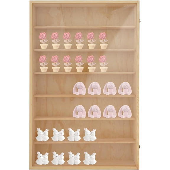 Wooden Wall Mount Display Case,7-Tier Display Storage Organizer Case with Acrylic Door,Wall-mountable Wooden Display Cabinet for Model Cars