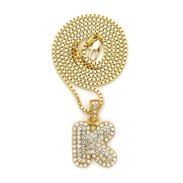 Unique Fashion 21 Iced Out Small Initial Letter Alphabet K Pendant 2mm