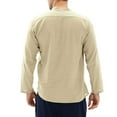 thumbnail image 3 of PENGXIANG Mens Linen Cotton Button Down Long Sleeve Turn-down Collar Beach Shirt, 3 of 6