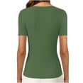 thumbnail image 7 of Nestiefly Womens Short Sleeve Shirts with Built in Bra V Neck Basic T-Shirts Workout Yoga Tops Athletic Shelf Bra Tops Padded Army Green XL, 7 of 7