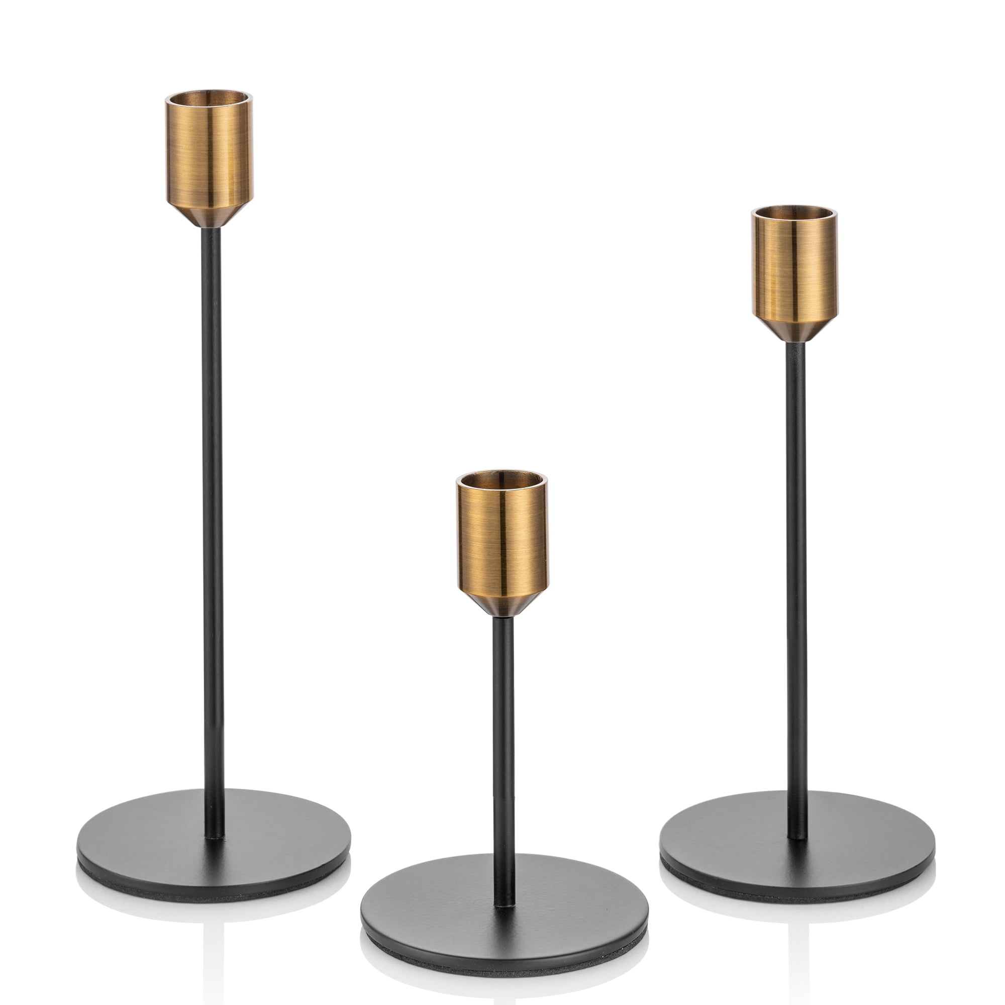 Nuptio Candlestick Holders For Taper Candles Set Of 3 Iron Candle Holder Gold And Black 558 0836