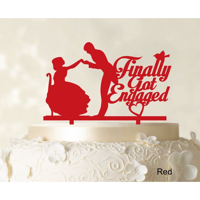 Finally Got Engaged Couple Cake Topper Wedding Cake Topper Color Option Available 6-8 Inches Wide