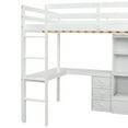 thumbnail image 6 of Noble House Modern Full Size Loft Bed with Desk, Storage Shelves and Built-in Ladder, Pine Wood Frame with Guardrails, White, 6 of 19