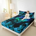 thumbnail image 3 of Manfei Blue Gothic Skull King Sheet Sets, Horror Halloween Bed Sheets King, Teens Boys Girls Bedding Sets King Size, Breathable Bedroom Decor, 4pcs, 3 of 7