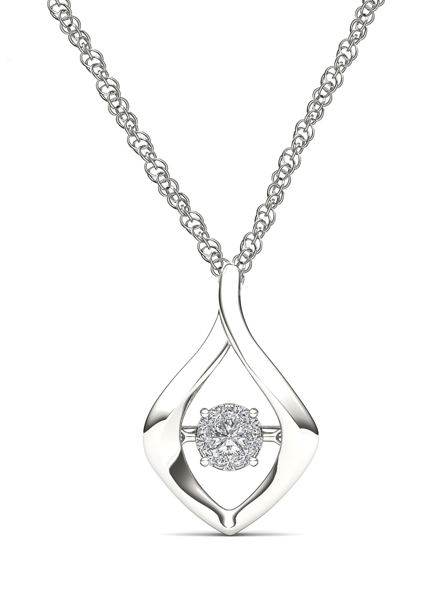 Imperial 1 10Ct TDW Diamond 10K Rose Gold Halo Necklace by Imperial Jewels