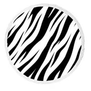 ABPHQTO Tiger Stripe Black White Round Beach Blanket with Tassels Beach Throw Towel Yoga Mat Picnic Blanket