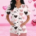 thumbnail image 3 of Valentines Day Scrub Tops Women Plus Size Casual V Neck Cute Love Hearts Graphic Scrub Shirts Hoilday Short Sleeve Scrubs Medical Nurse Workwear Nursing Uniform with Pockets White 5XL, 3 of 5