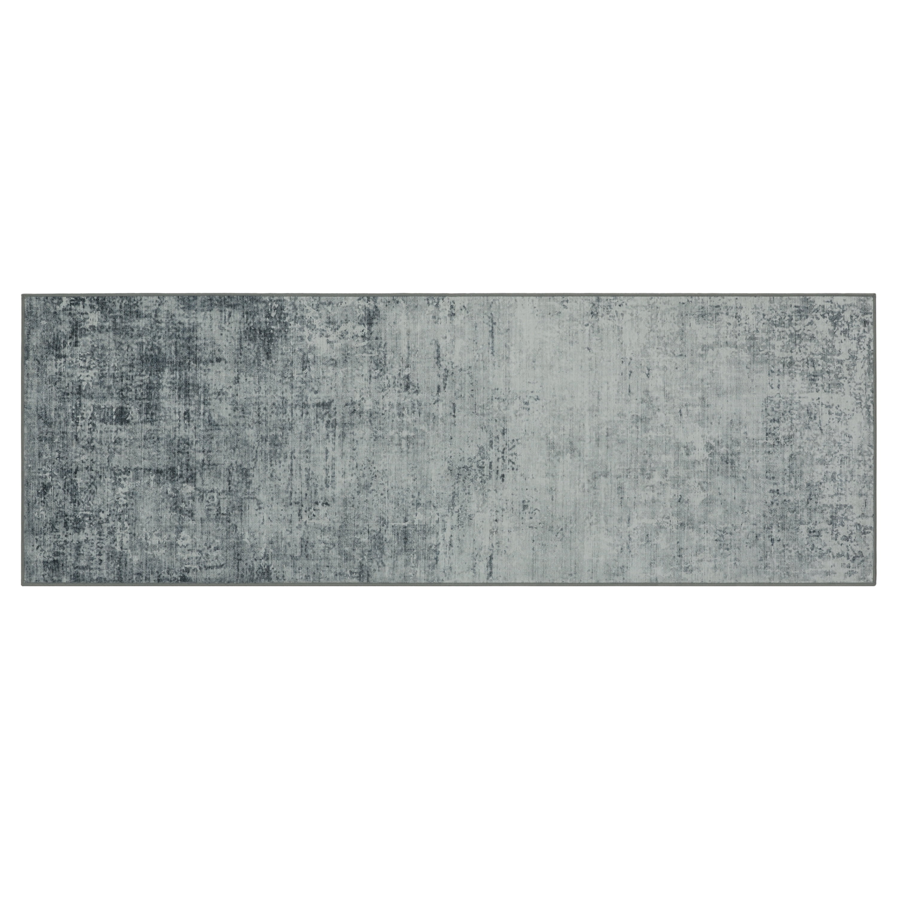 Washable Skid-Resistant Runner Rug Geometric Blue 24" x 72"