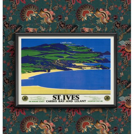 POSTER Vintage Cornwall St Ives Wall Art Travel Railway Poster GWR -UNFRAMED