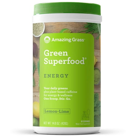 Lime Green Powder - Amazing Grass Energy Green Superfood Powder, Lemon Lime, 60 Servings