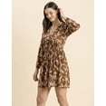 thumbnail image 2 of Moomaya Women Printed Viscose Dress, Long Sleeves V-neck Short Length Summer Dress, 2 of 8