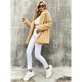 thumbnail image 3 of Eilly Bazar Teddy Coat for Women Double Breasted Faux Sherpa Female Camel S, 3 of 4