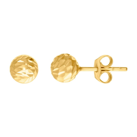 14k Yellow Gold Womens Diamon-cut 6mm Ball Stud Earrings Ball Earring for Women