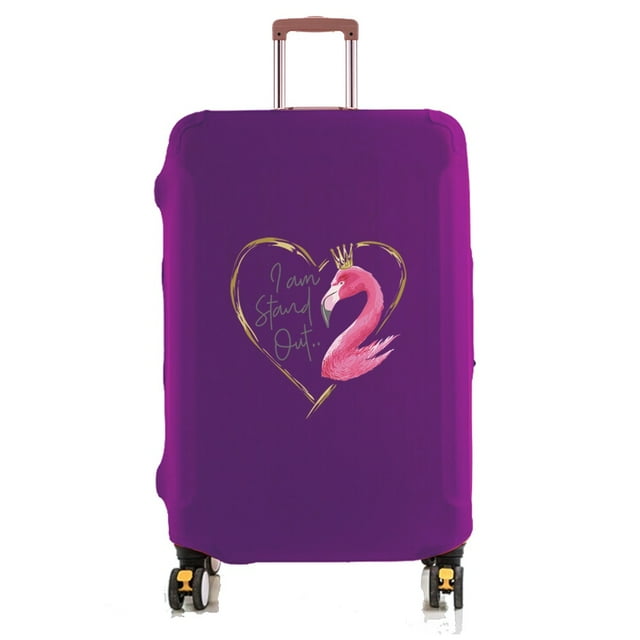Luggage Cover Suitcase Protector Elasticity Scratch Resistant Case Golden Heart Flamingo Dust Case for 18-32 Inch Travel Trolley purple M