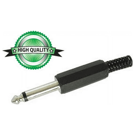 Velleman CA019 1/4" Mono Plug with Strain Relief, Black