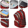 thumbnail image 4 of Red and Black Checkered Pattern Backpack for School, Cute School Bag with Adjustable Shoulder Straps and Padded Back, 16.9"x12.6"x5.9", 4 of 5