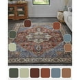 thumbnail image 5 of Feizy Percy Transitional Medallion, Red/Blue/Ivory, 5'3" x 7'6" Area Rug Easy Care Fade Resistant Sheen Bohemian & Eclectic Oriental Floor Rug for Living room Bedroom, 5 of 12
