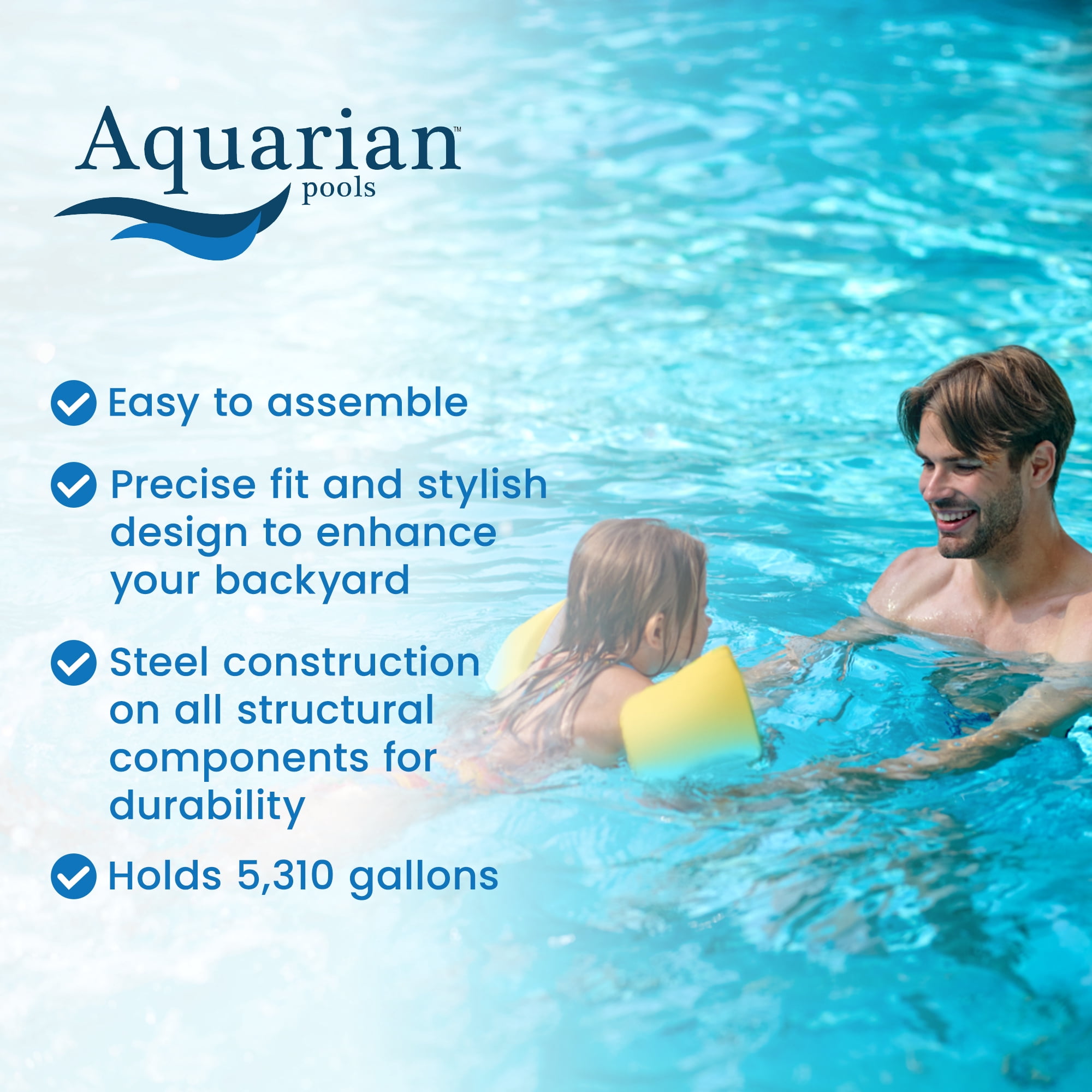 Aquarian Phoenix Steel Outdoor Above Ground Swimming Pool Kit, Gray