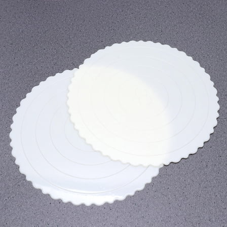 FOLOYORI 4Pcs White Round Plastic Cake Serving Tray For Weddings Birthdays And Special Occasions Non Stick Reusable