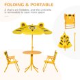 thumbnail image 4 of Outsunny Ensemble de Table et Chaises de Pique-Nique Pliantes pour Enfants Motif Extérieur Jardin Patio Cour Arrière avec Parasol Amovible et à Hauteur Réglable Jaune, 4 of 9