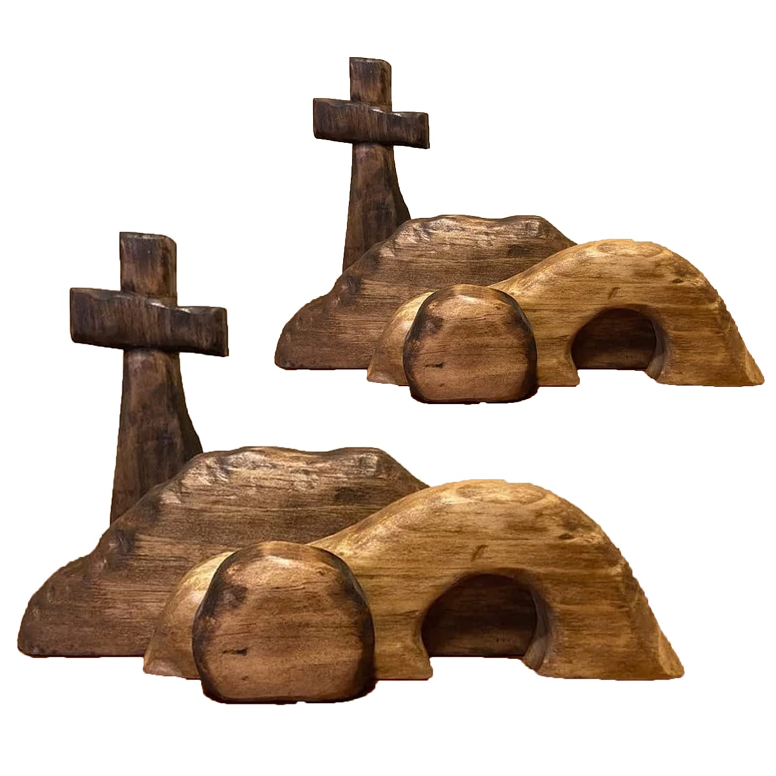 Easter Resurrection Scene Wooden Cross Empty Tomb Easter Handcrafted Jesus Nativity Scene Decor